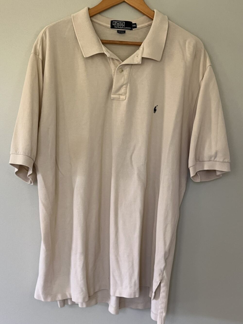 Vintage 80s/90s Polo Ralph Lauren Mens XXL Beige Short Sleeve Cotton Made in USA